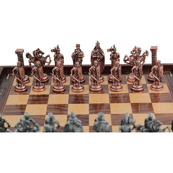 Medieval British Army Copper Metal Chess Set, Handmade Adult Chess